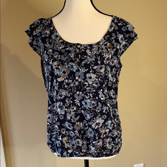 Reitmans Dark Blue Floral Blouse - Picture 1 of 12
